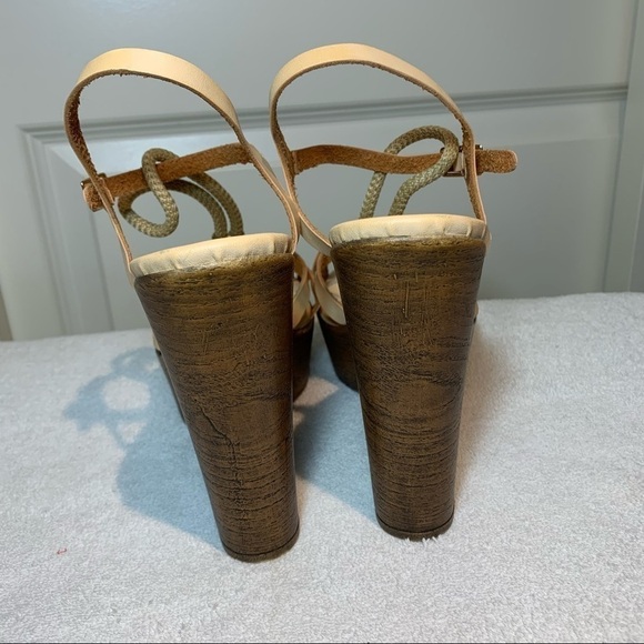 EXÉ tsakiris mallas upper leather beige platform sandals ankle strap size 39 - Picture 7 of 10